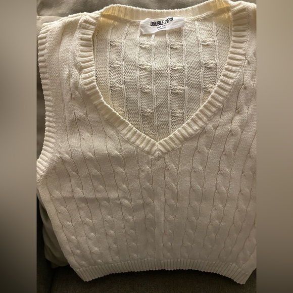 Double Zero Women's V-Neck Sweater Vest - Cream - Picture 1 of 1